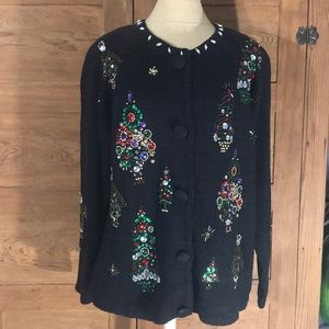 VICTORIA HARBOUR Christmas sequin bead bling sz L